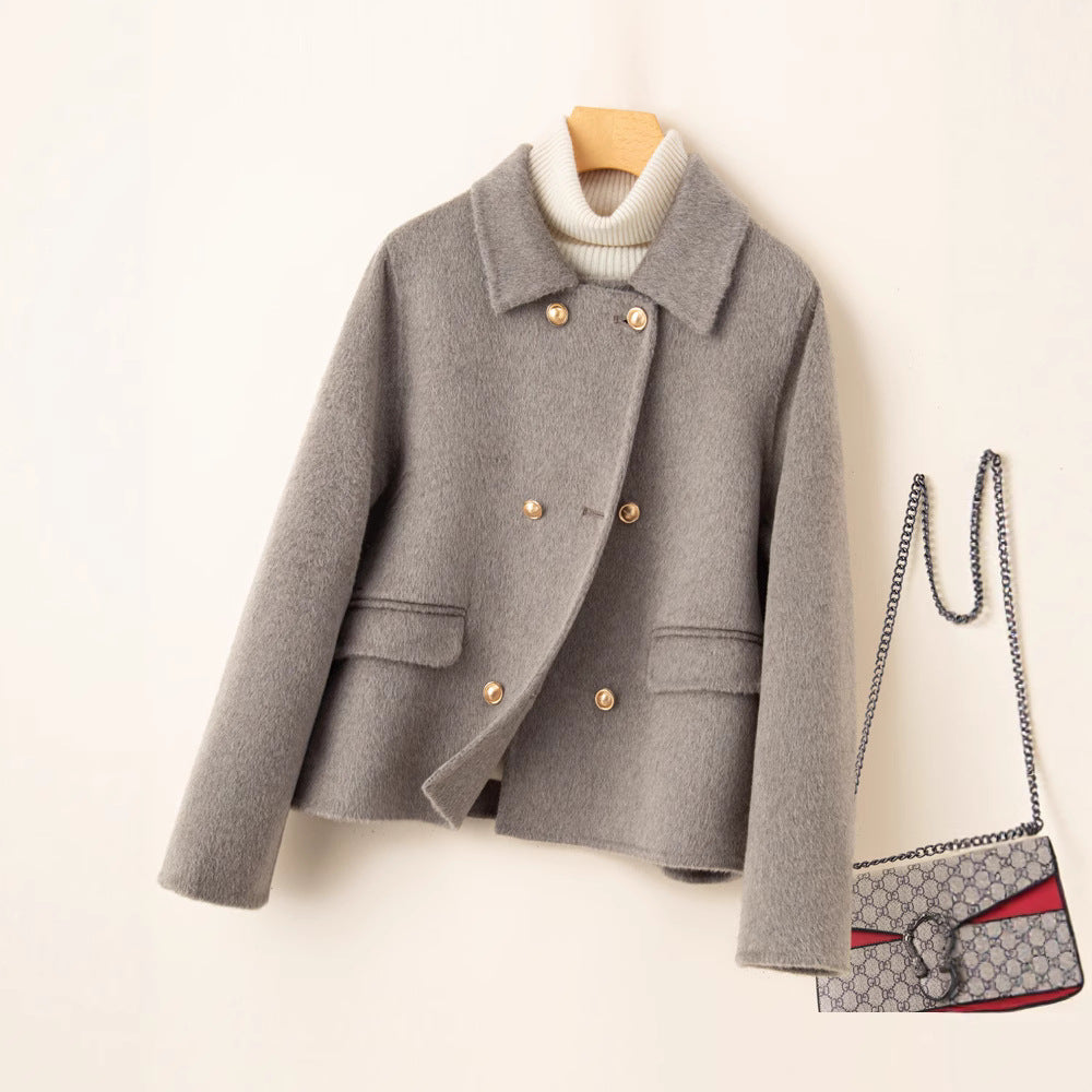 Double-sided Women's Short Small-sized High-grade Wool Overcoat