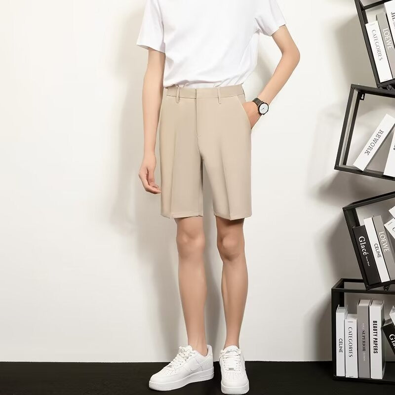 Men's Slim-fit Casual White Straight-leg Shorts