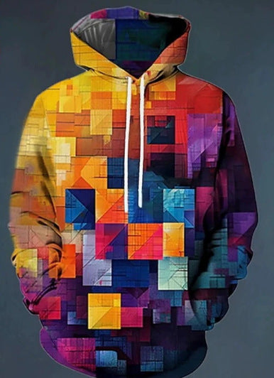 Simulated Street-style Digital-print Hooded Sweatshirt For Foreign Trade