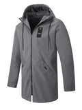 Mid-length Men's Hooded Casual Workwear Shell Jacket Windproof Jacket