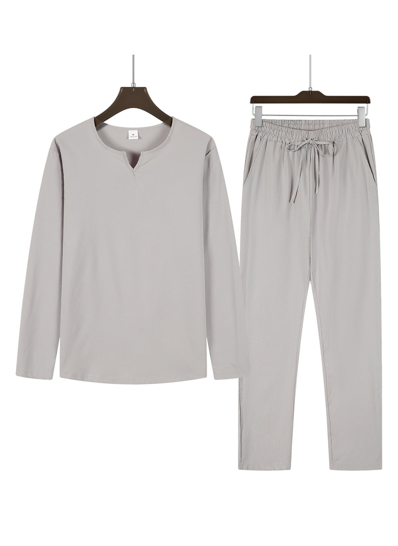 Men's Casual Solid Color Drawstring Waistband Pocket Suit