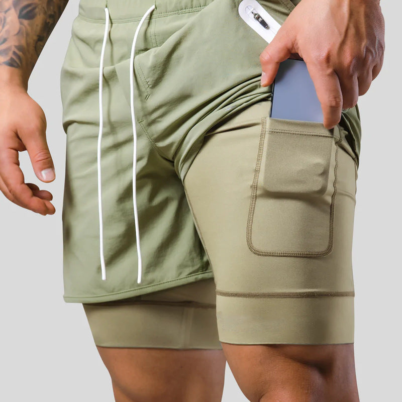 Men's Double Layer Running Casual Shorts