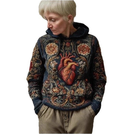 European And American Style Hooded Knitted Sweater Coat