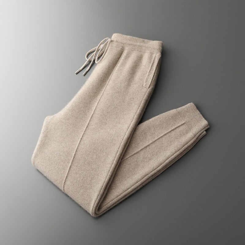 Men's Wool Mid-Seam Knitted Warm Cuffed Pants For Spring And Autumn Business Casual Wear