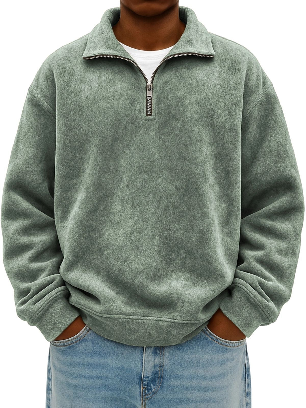 New Stand Collar Loose Drop Shoulder Men's Sweatshirt