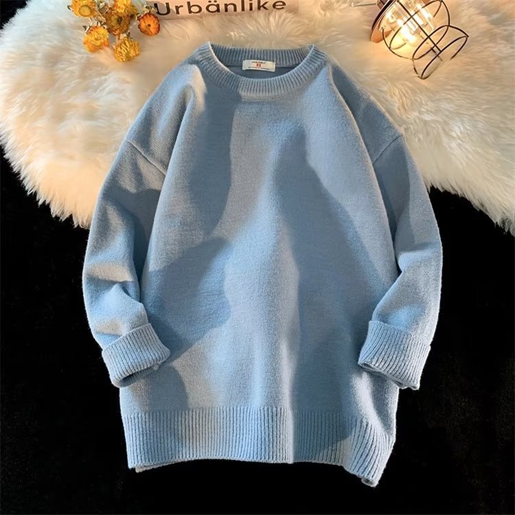 Spring And Autumn Simplicity Men's Loose Round Neck Sweater