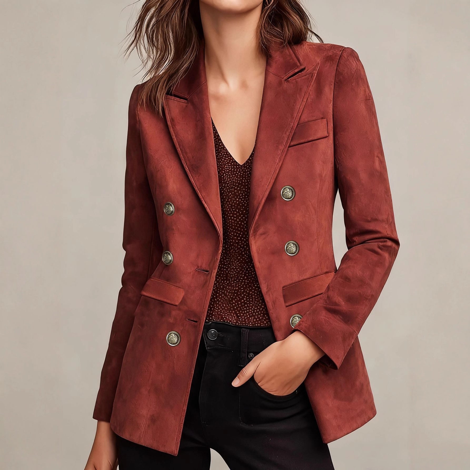 Women's French-style Elegant Vintage Double-breasted Blazer