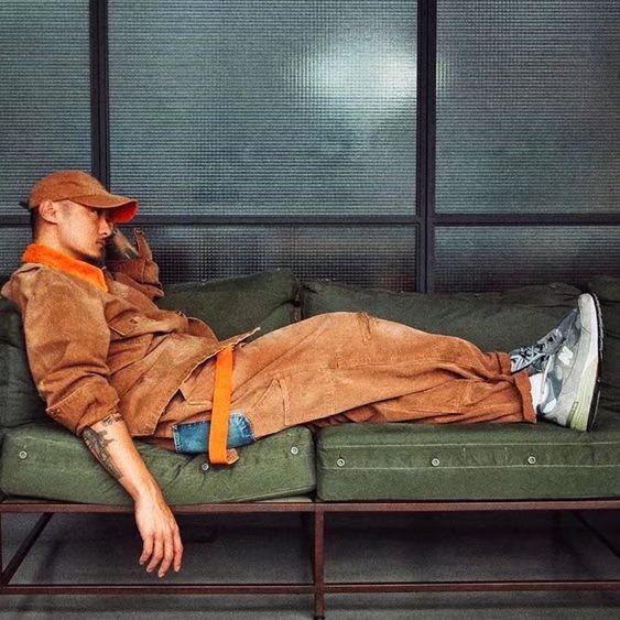 Fashion Men's Straight Cargo Suspender Jumpsuit