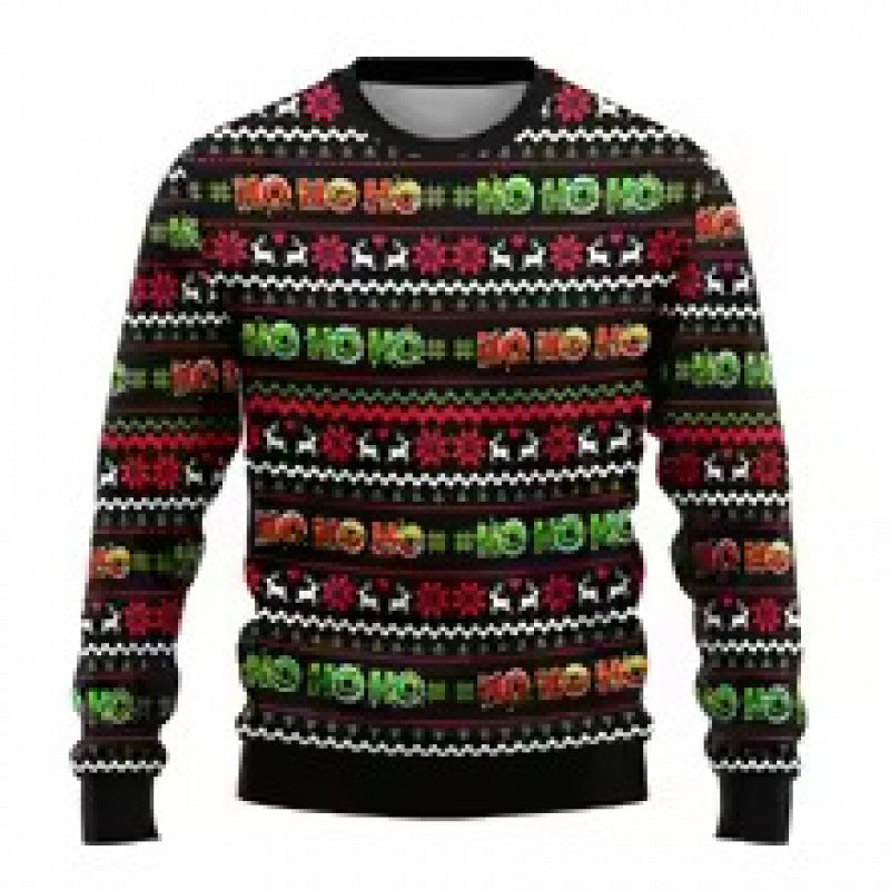 Printed Long Sleeve Round Neck Christmas Top