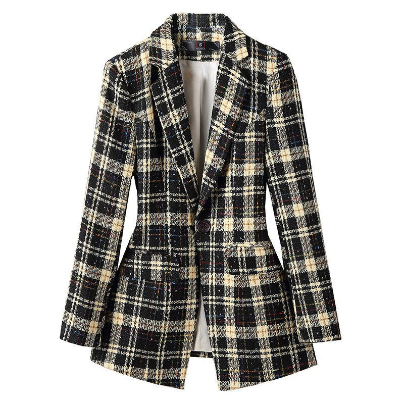 Plaid Girl's Small Suit Women's Long-sleeved Suit Jacket