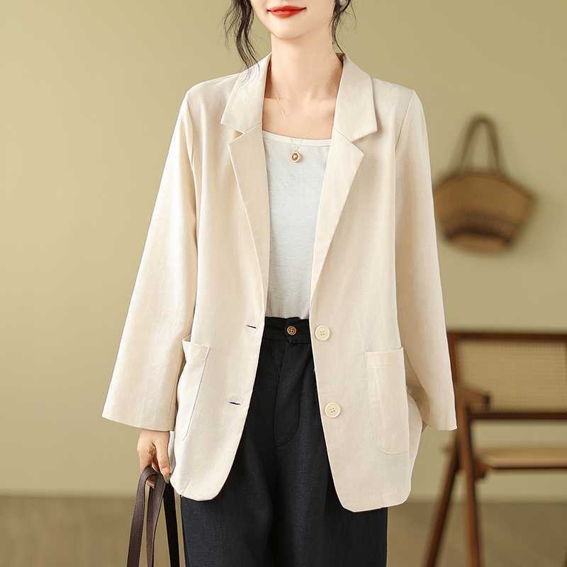 Artistic Retro Solid Color Loose-fitting Versatile Suit Top