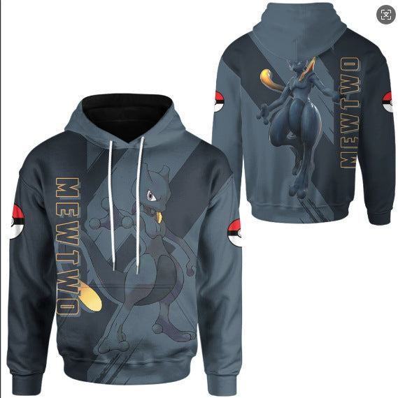 Simulated Street-style Digital-print Hooded Sweatshirt For Foreign Trade