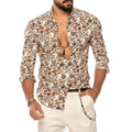 Men's Loose-fit Camouflage Multi-color Casual Jacquard Shirt