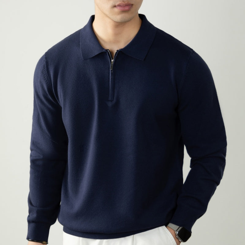 Men's Business Half-Zip Polo Collar Knitted Sweater