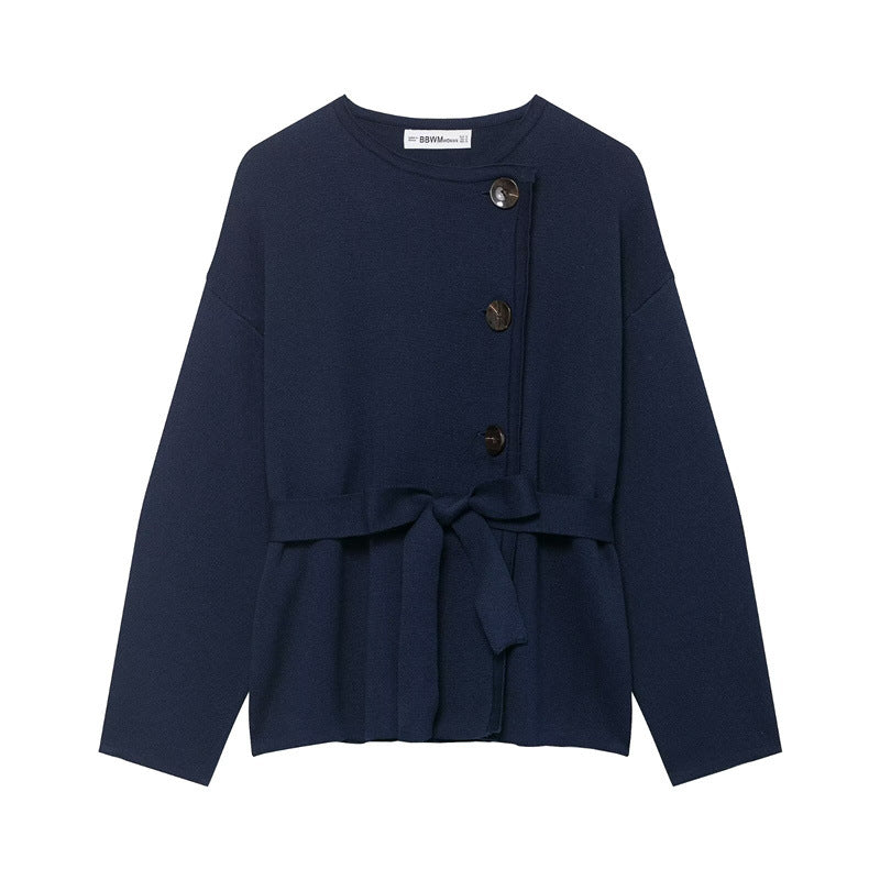 Women's Belted Knit Short Coat