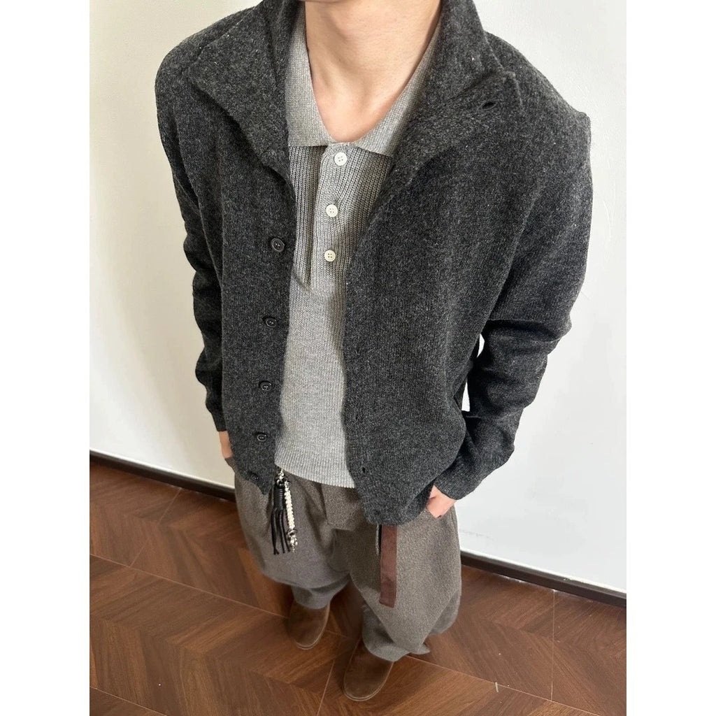 Retro Loose Casual Solid-color Cardigan Sweater