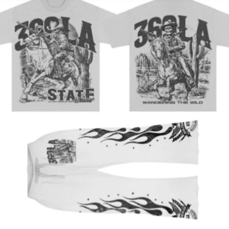 Wandering The Wild Short-Sleeve T-Shirt & Flare Sweatpants Full Set