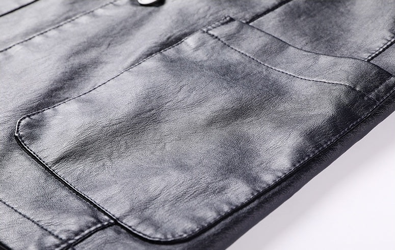 Men's Pu Leather Jacket For Young And Middle-aged Men's Casual Dad