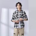 Men's Casual Plaid Lapel Long-sleeve Shirt