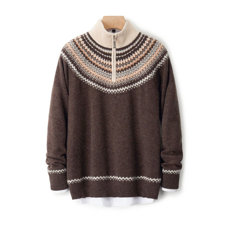Autumn And Winter Thickening Sweater Stand Collar Outer Wear Casual Bottoming Shirt