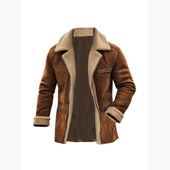 Men's Coat Top Lambswool Lapel Zip Jacket