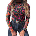 Women's Round-neck Fashionable Versatile Floral-print Top