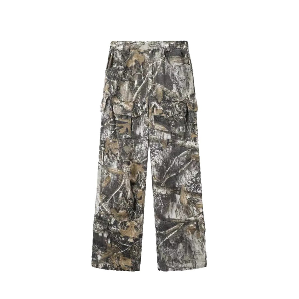 Distressed Camouflage Pants Wide Leg Loose Straight Cargo Pants