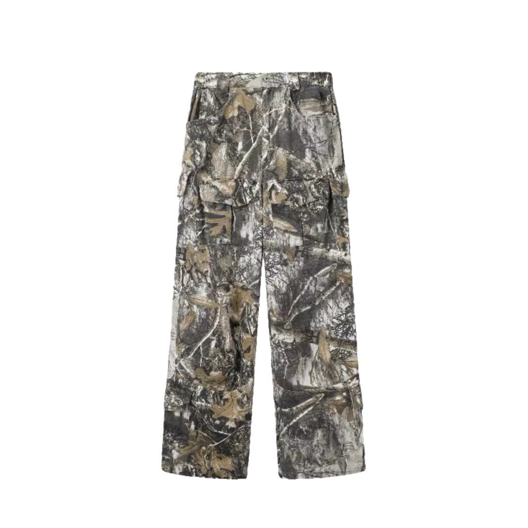 Distressed Camouflage Pants Wide Leg Loose Straight Cargo Pants