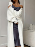 Women's Solid-Color Loose Plush Knitted Long Coat