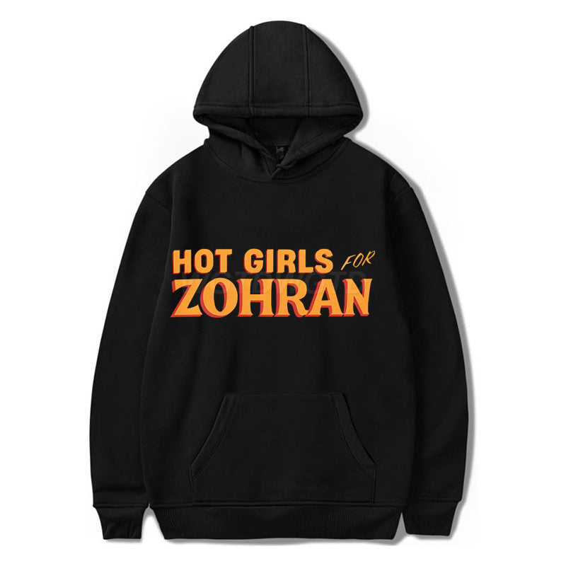 Zohran Printed Hoodie Autumn And Winter Fleece Sweatshirt