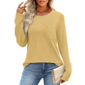 Women's Long-Sleeved Waffle Knit Top T-Shirt