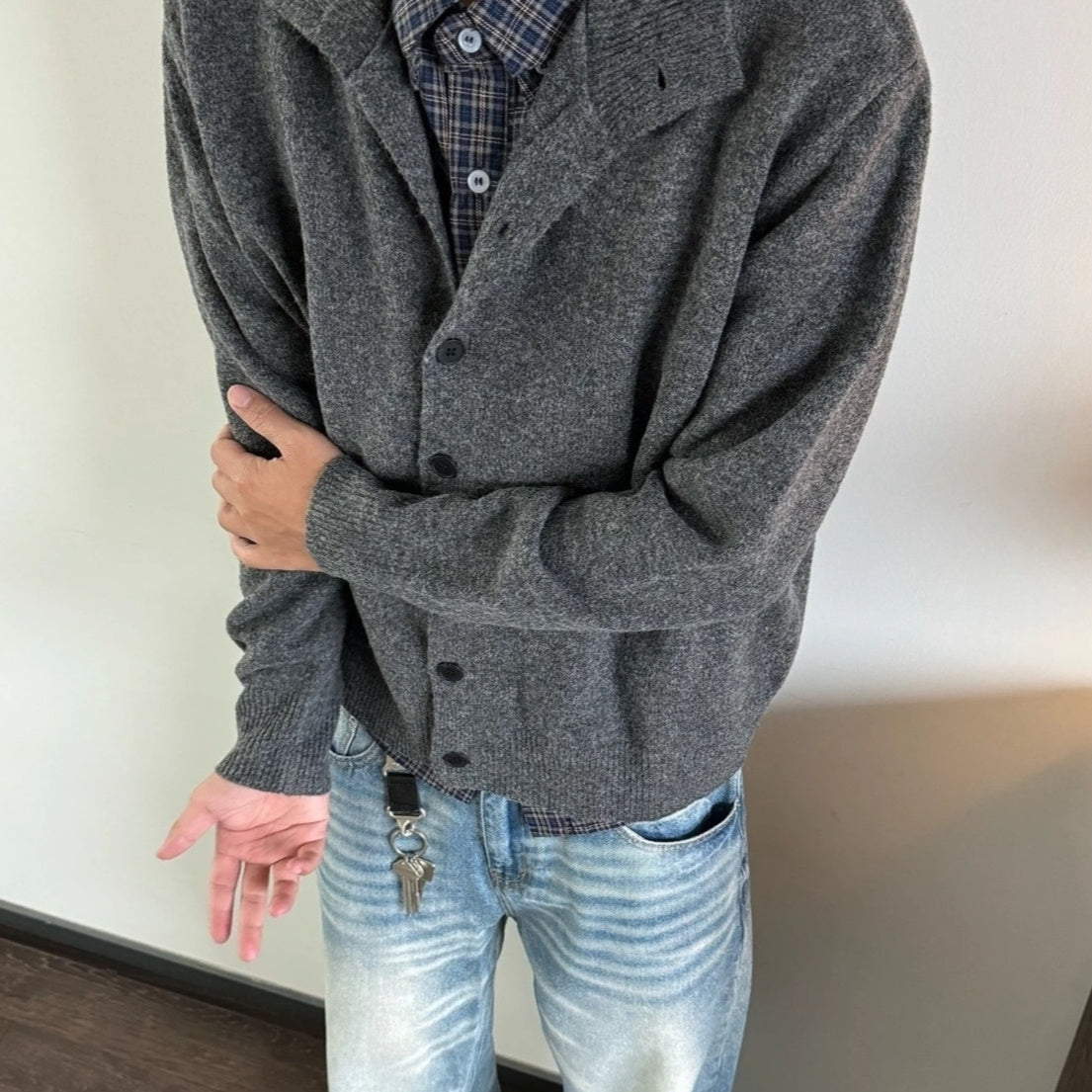 Retro Loose Casual Solid-color Cardigan Sweater