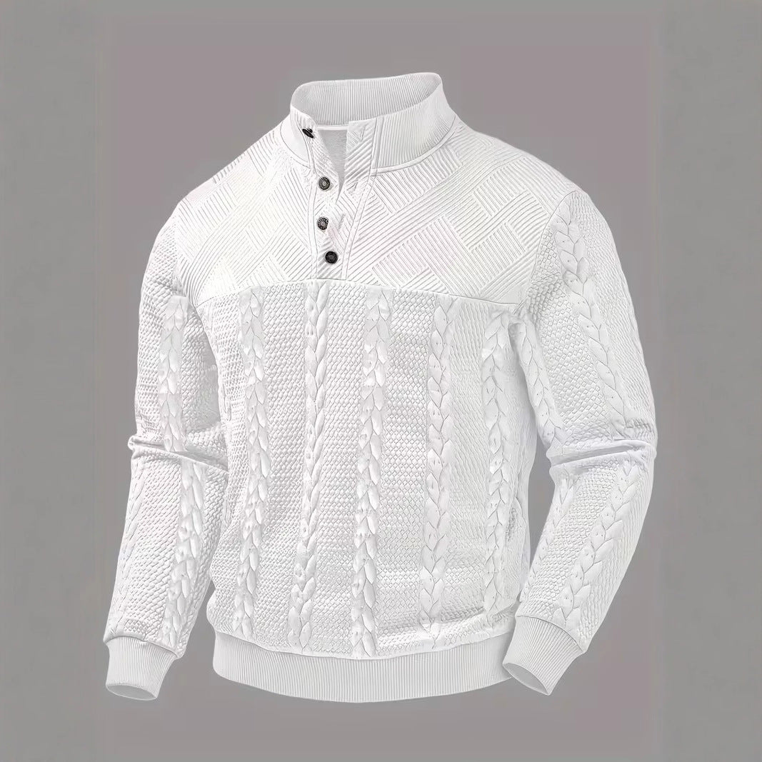 Retro Casual Stand-up Collar Four-button Pullover Hoodie