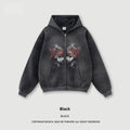 Gothic Style Zippered Hooded Sweatshirt Cardigan Jacket For Men