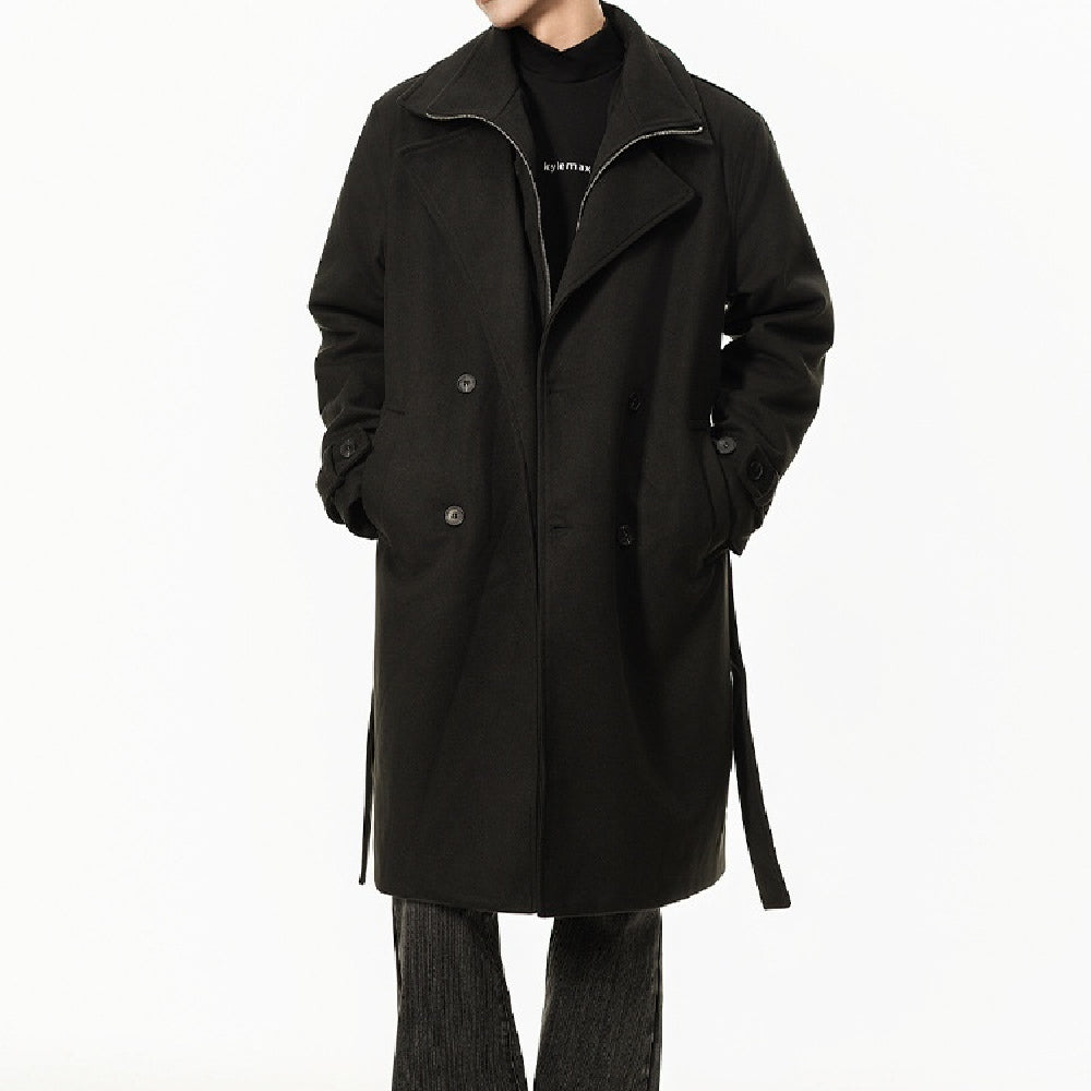 Double Breasted Men's Mid-length Over-the-knee High-grade Trench Coat