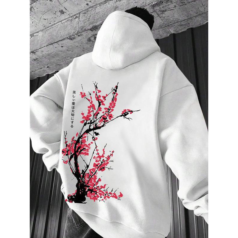 Men's Casual Printed Top Loose-fitting Hooded Sweatshirt