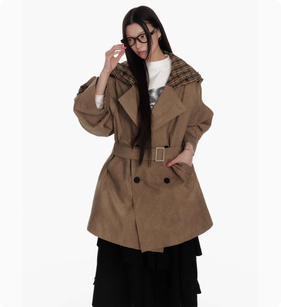 Hooded Patchwork Windbreaker Jacket For Women