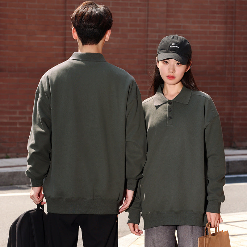 Loose-fit Lapel-collar Drop-shoulder Hoodie Without A Hood