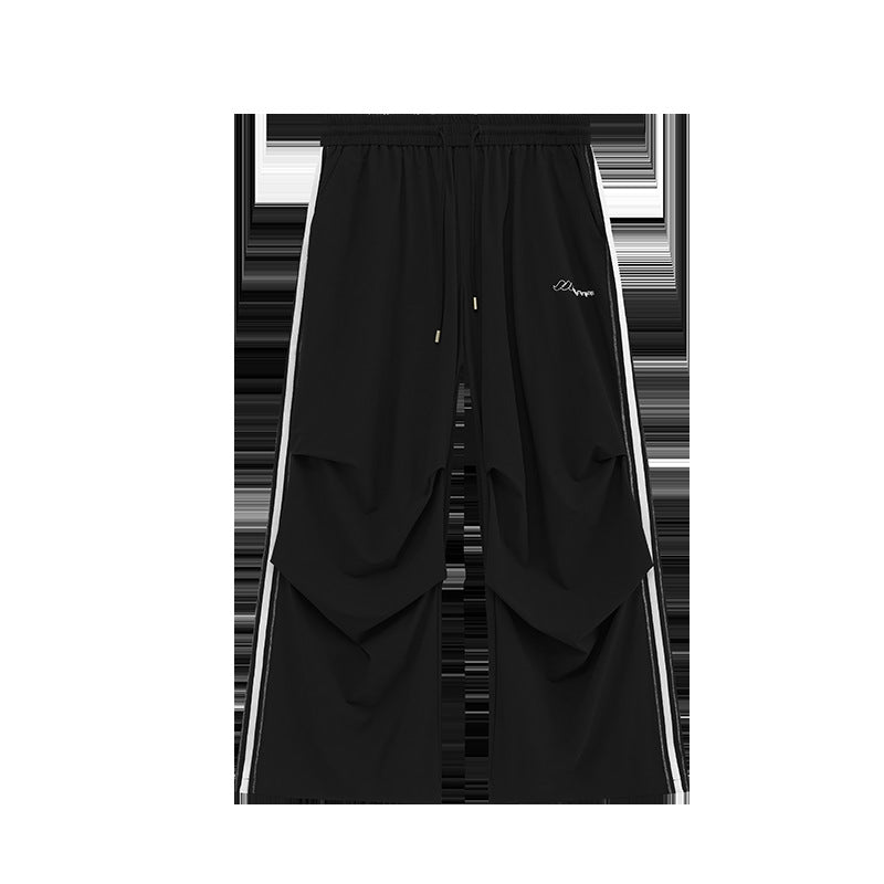 Summer New Bright Line Side Stripe Parachute Wide Leg Pants