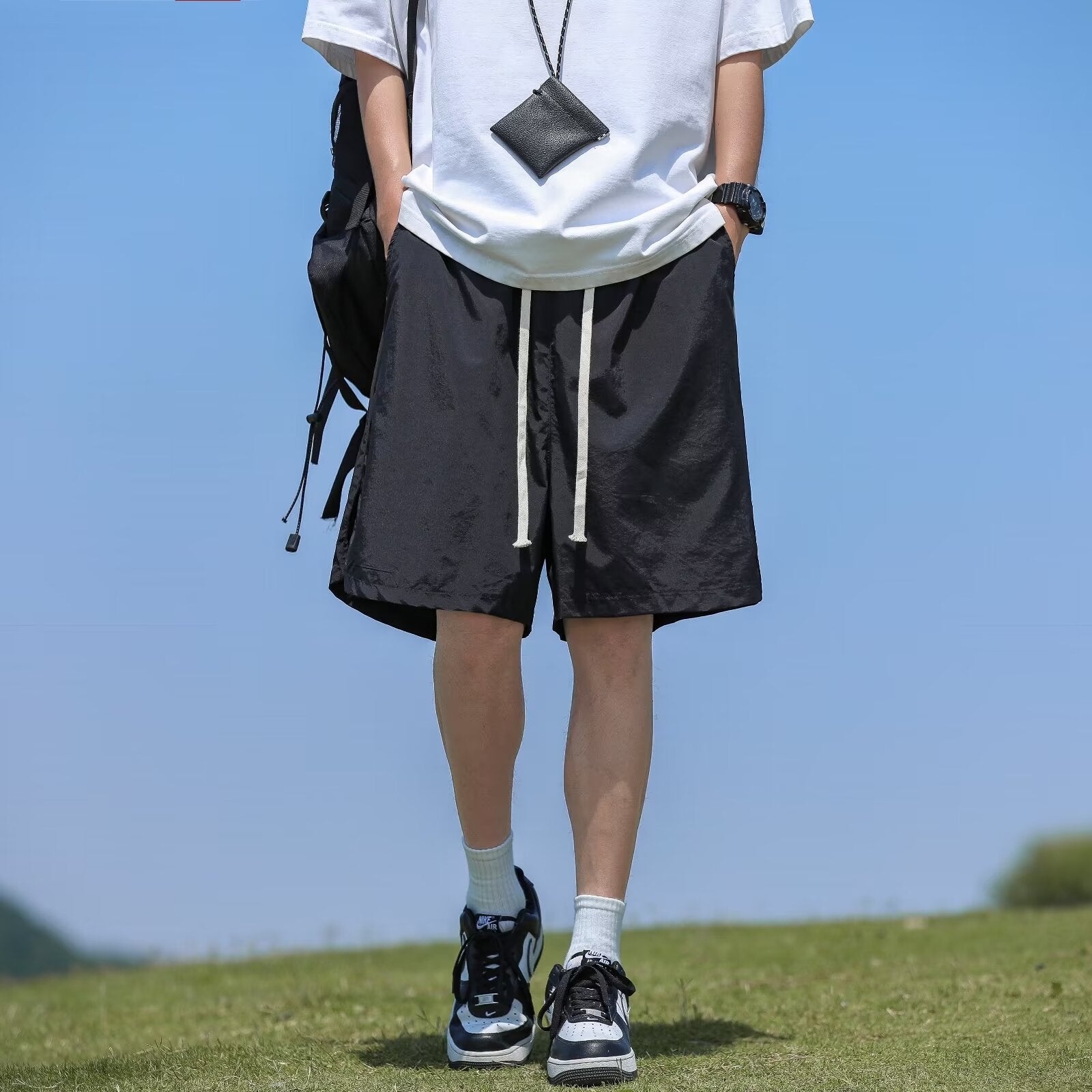 Men's Loose Knee Length Plus Size Straight Breathable Shorts