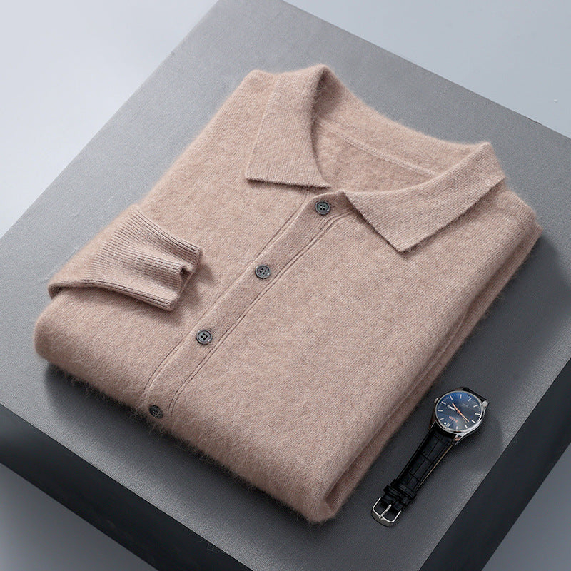 Solid-color Button-down POLO-collar Loose-fit Shirt-collar Jacket Top