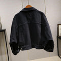 Spring And Autumn Korean Style Loose Denim Jacket Women's All-matching Batwing Sleeve Black