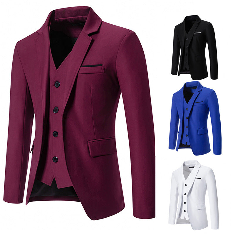 Men's Color Matching Small Suit European And American Fashion Fake Two Pieces Slim Fit Casual Suit Jacket