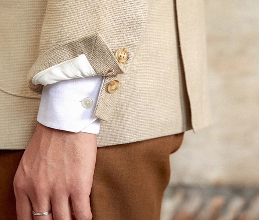 Commuter Cotton And Linen Textured Single-breasted Suit British Fashion Breathable