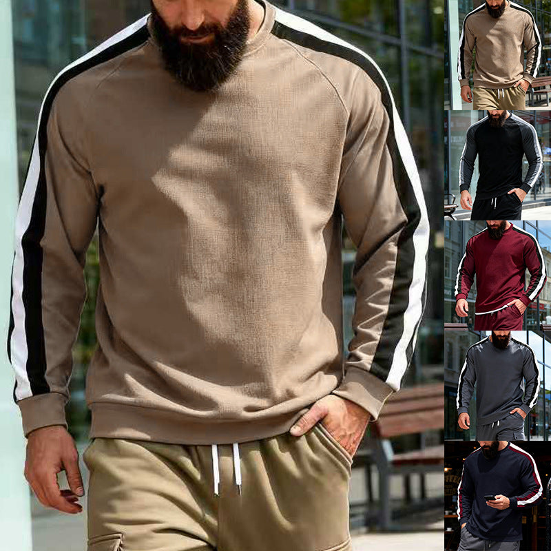 Long Sleeve Striped Base Hoodie For Men