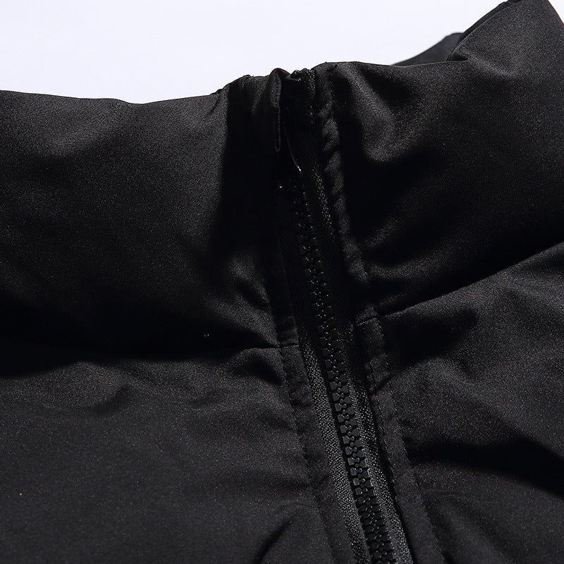 Men's Solid Color Racing Elements Embroidered Letter Stand Collar Jacket