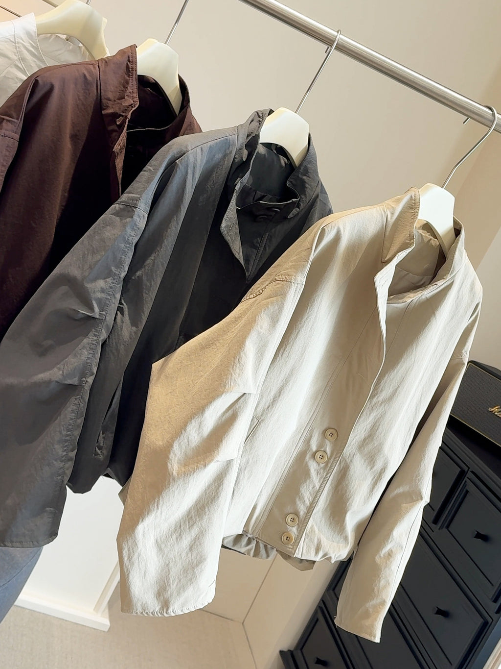 Korean-style Loose Workwear Jacket With Stand-up Collar For Men