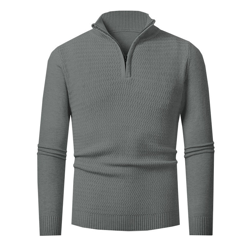 Men's Solid Color Half Zipper Sweater
