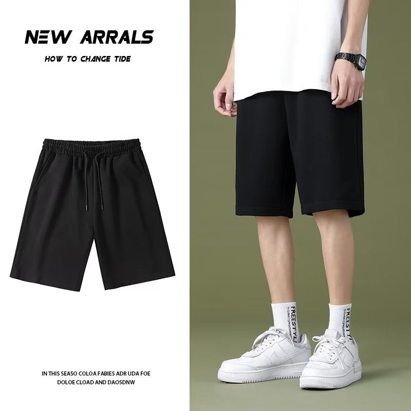 Solid Color Versatile Men's Simple Elastic Waist Slim-fit Sports Casual Pants