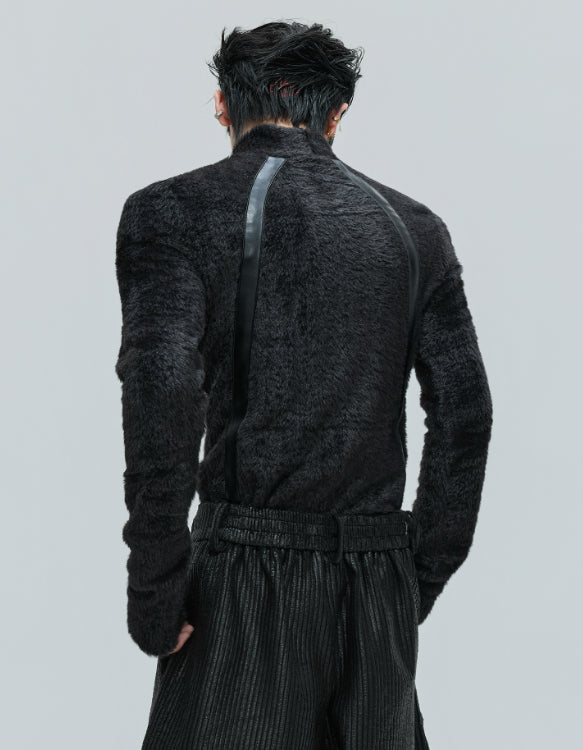 Heavy Deconstruction Anti-marten Fur Plush Bottoming Shirt Slim Fit High Collar Warm Top